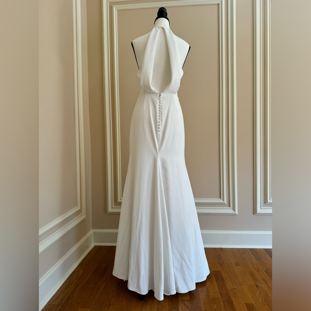 Lela Rose White Hadley Gown Keyhole and Button Back